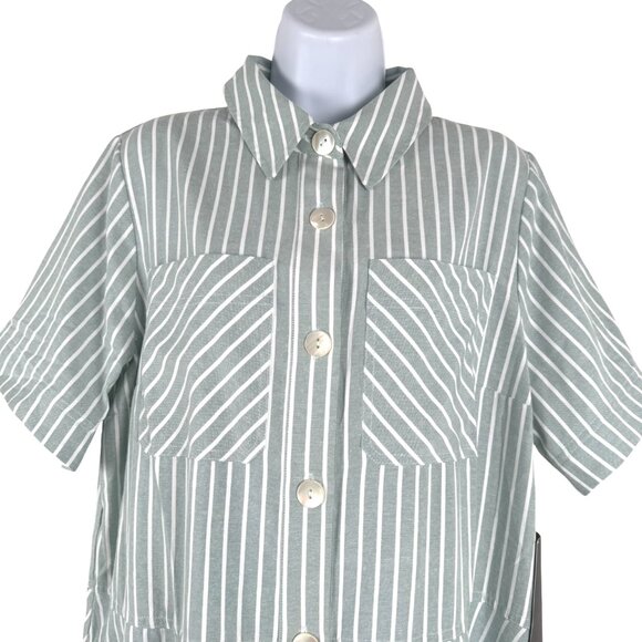 Tuckernuck Celadon Meryl Shirt Dress XL Striped Green White NWT DR-1724 - Picture 3 of 11